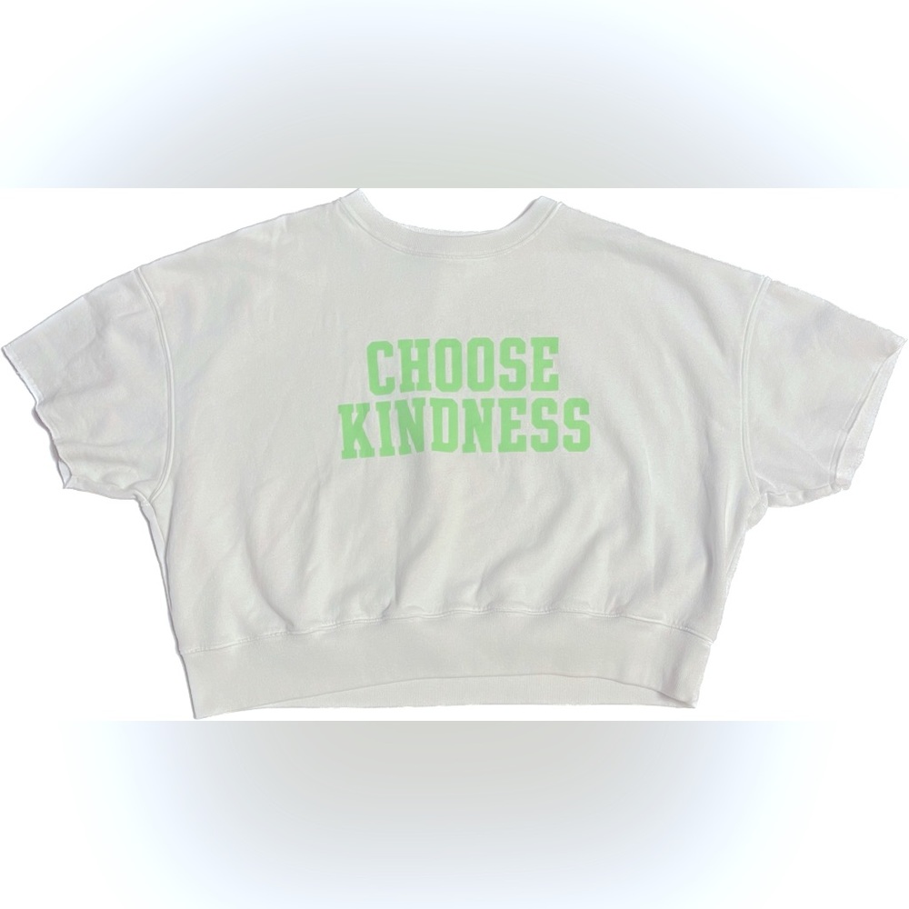 Women’s PINK, white cropped oversize sweatshirt